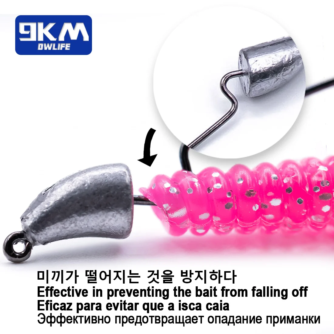 9 km 10 Stück Bullet Jig Head Haken Wide Gap Worm Hooks – Detail 3