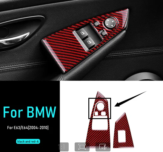 

Carbon Fiber Mirror Adjustment Button Frame With Folding For BMW 6 Series E63 E64 2004-2010 Real Sticker Interior Accessories
