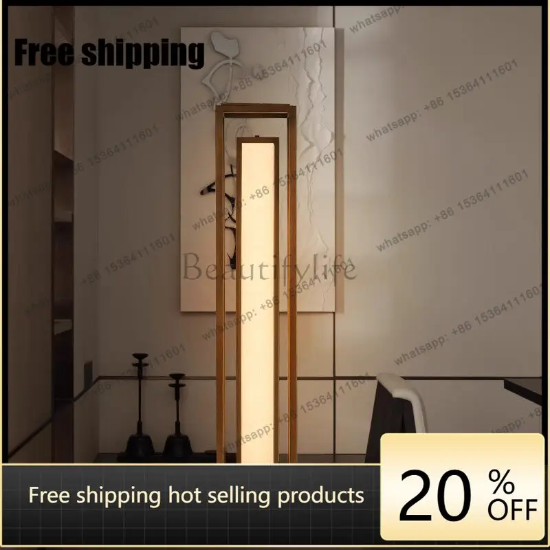 hot Song Dynasty aesthetic floor ornament luminous living room Chinese retro simple wabi sandy wind solid wood decoration