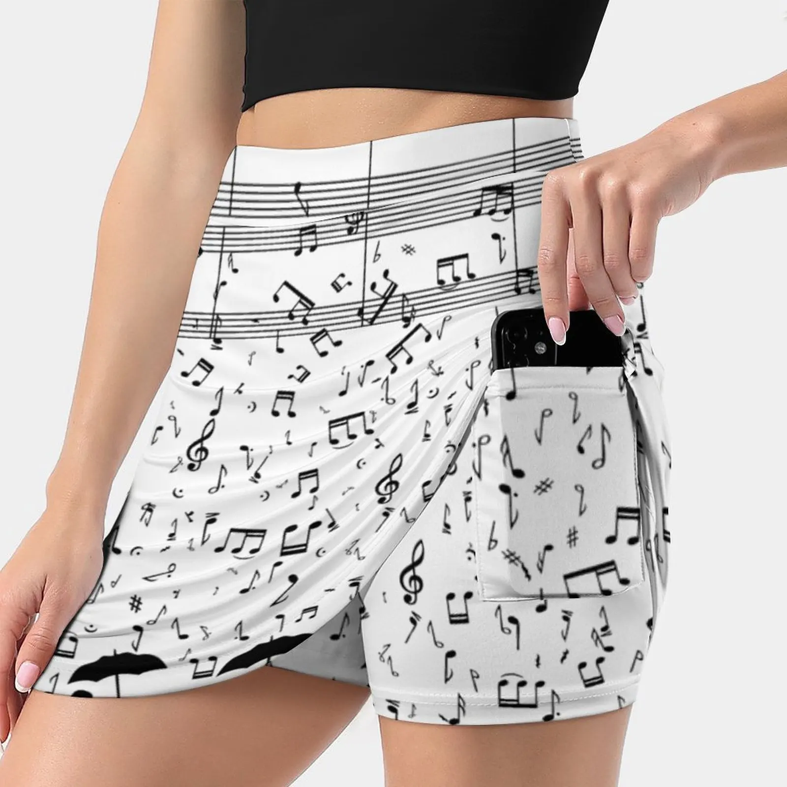 Singing In The Raaaain Women's skirt With Pocket Vintage Skirt Printing A Line Skirts Summer Clothes Singing Rain Music Notes