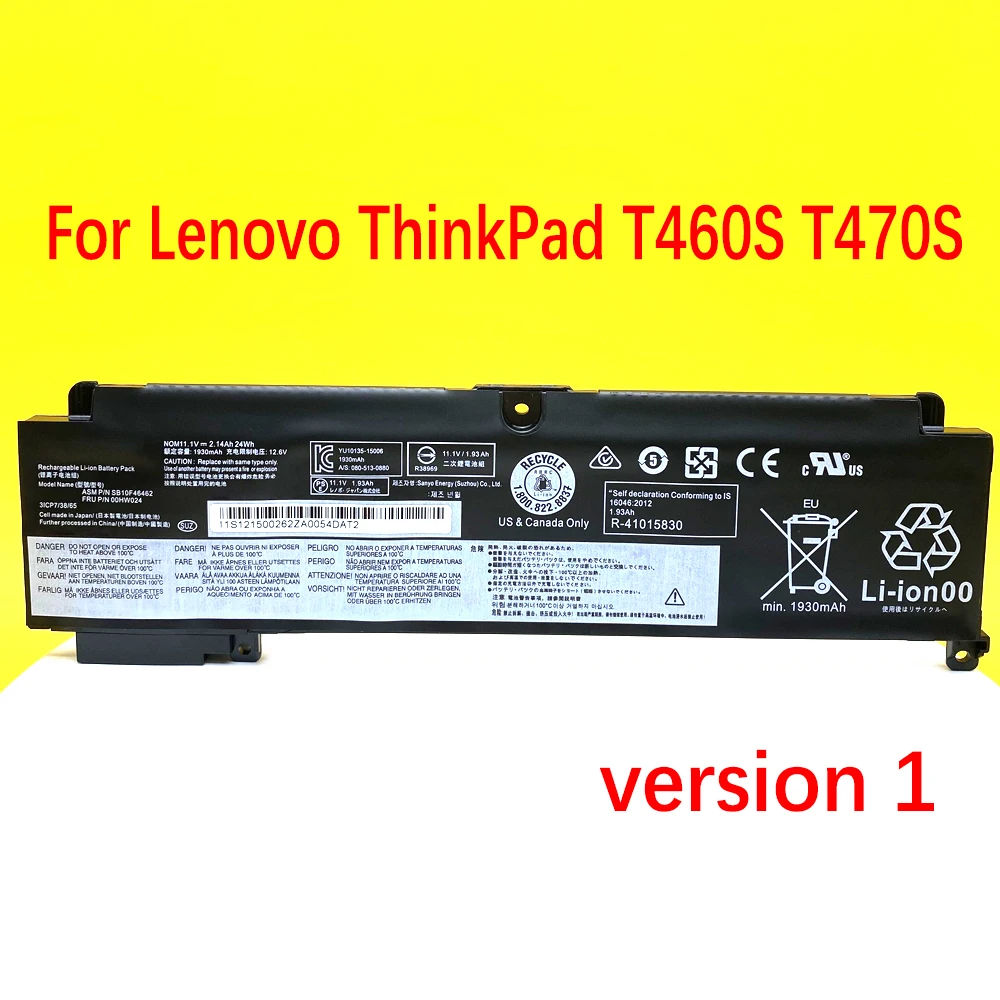 

Аккумулятор для Lenovo ThinkPad T460s T470s 01AV405 01AV407 00HW022 00HW023 00HW024 00HW025 00HW038 11,4 В 24WH