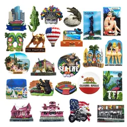 North America USA Florida Hawaii San Francisco 3D  Fridge Magnets Tourism Souvenir Refrigerator Magnetic Sticker Collection Gift