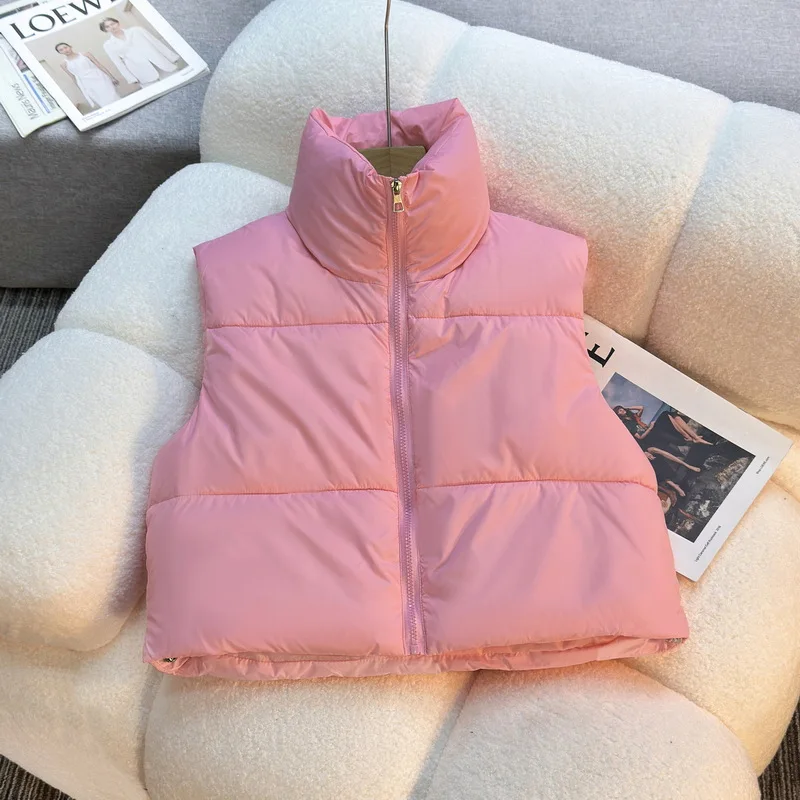 

Women's ort Svel Cotton Vest Autumn Winter Faion ket Design Thiened Polyester Fill Stand Collar Zipper