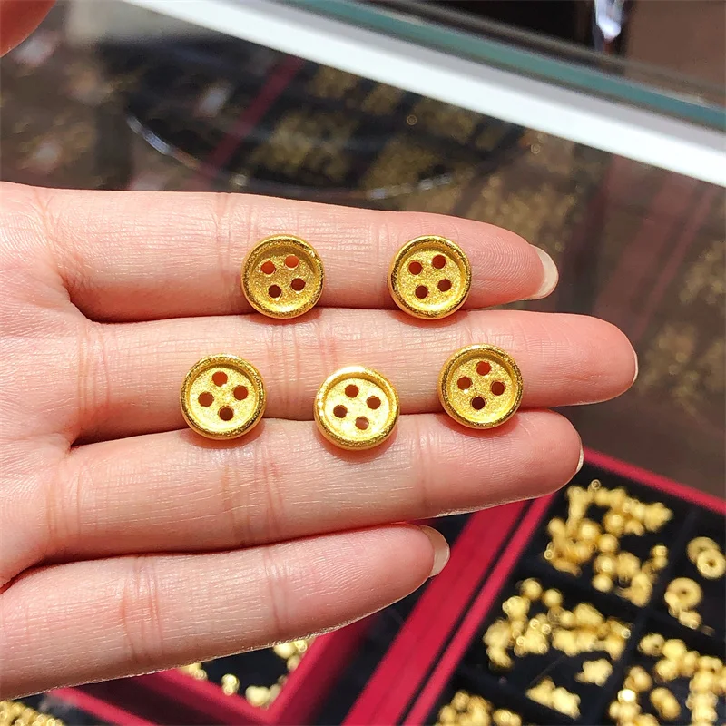 

Solid 999 24K Yellow Gold Beads 3D Gold Button Beads 1pcs