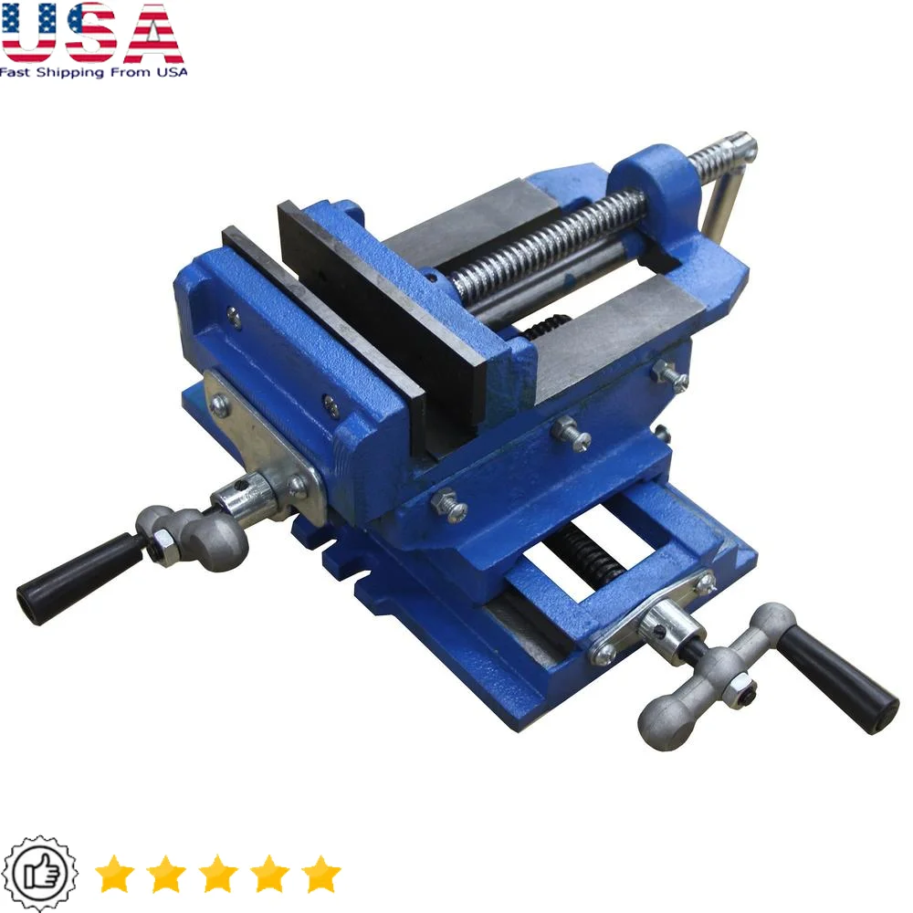 2 Way 4 Inch Drill Press X-Y Compound Vise Cross Slide Mill Durable Cast Iron Construction Precision Jaws Swiveling Handles