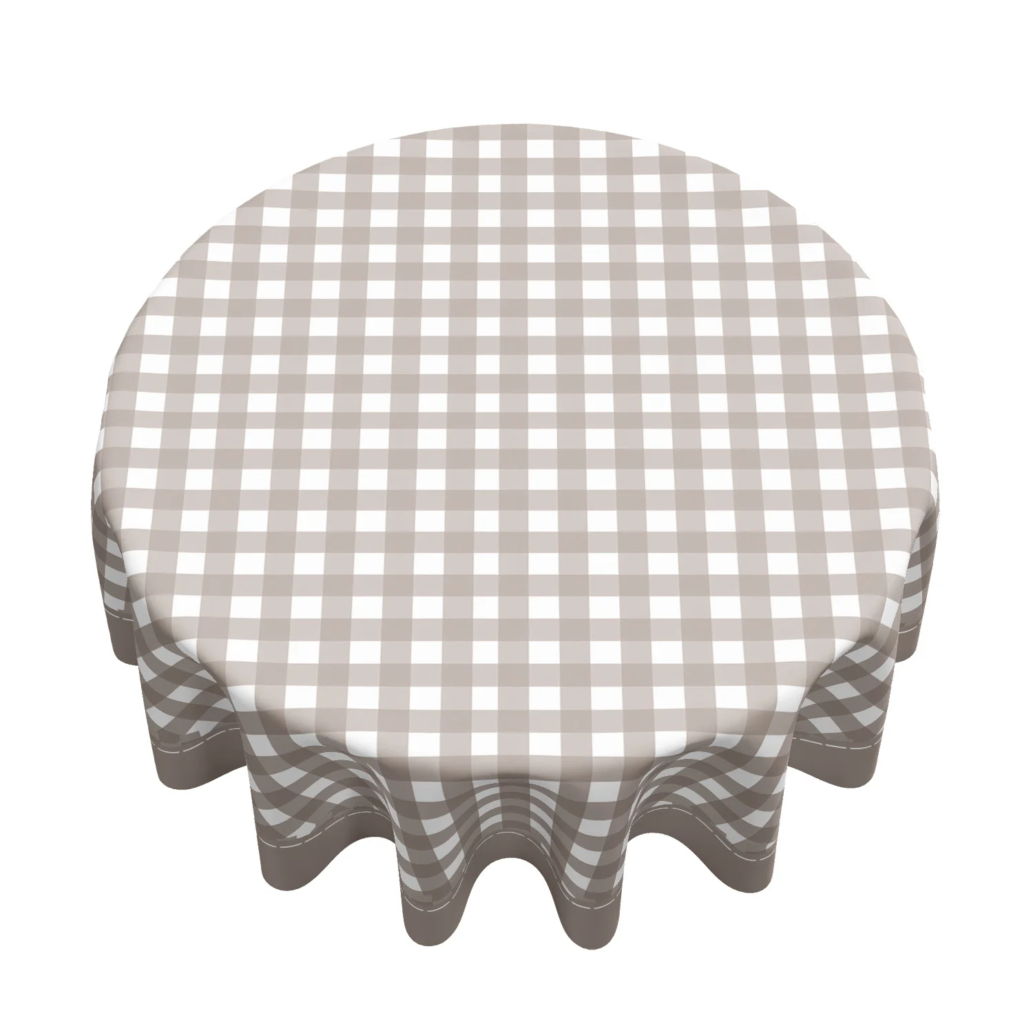 One simple gray and white checkered round tablecloth. Modern style decoration. Cleaning polyester fabric table mat.zyc