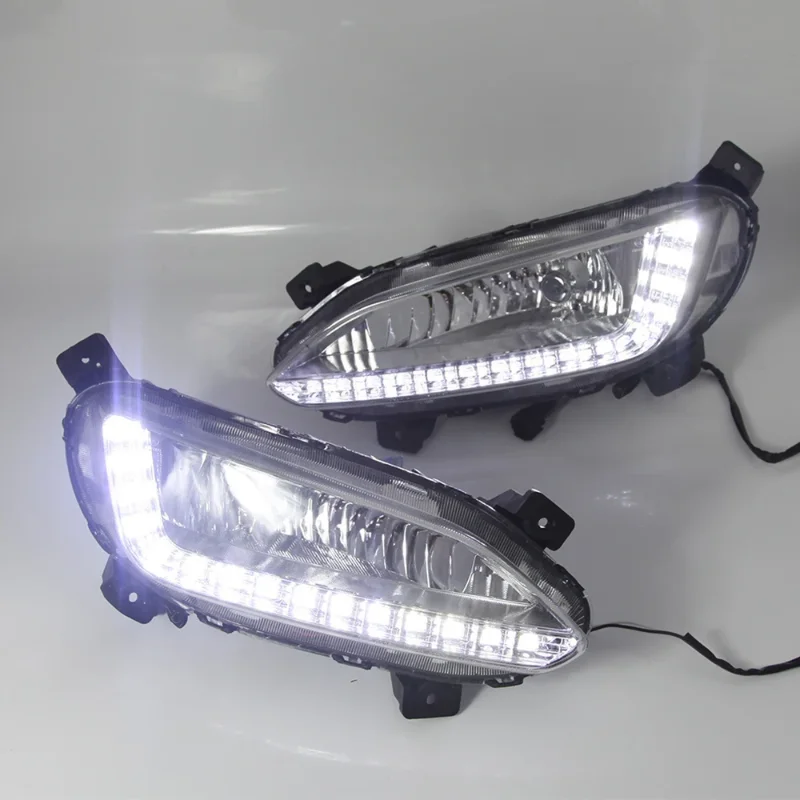 DRL Driving Fog Lights Assembly For Hyundai Santa Fe IX45 2013 2014 2015 LED Fog Lamp Car Front Bumper Grille Signal Lamp