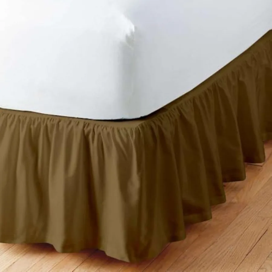 

Taupe Solid Ruffled Bed Skirt Full-20 Inch Drop Split Corner Microfiber Bedskirt with Platform Three Sided Coverage