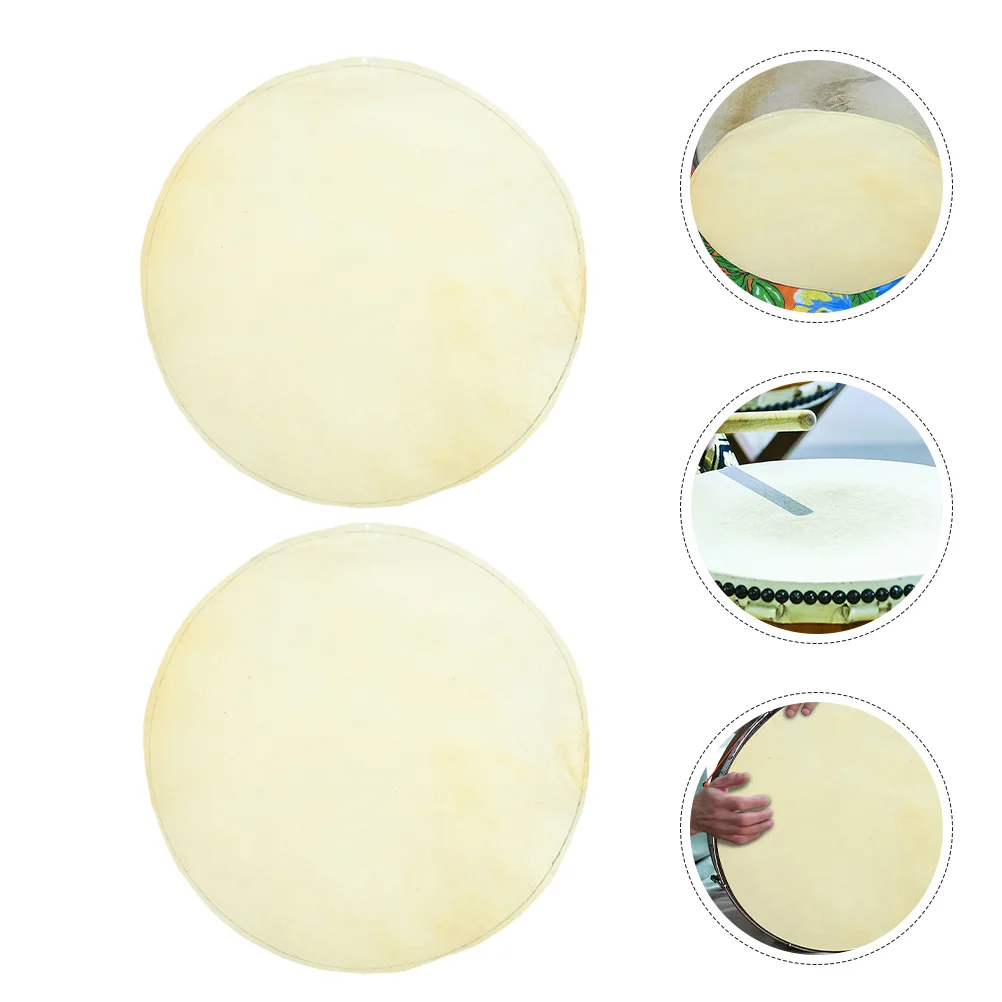 2 Pcs Drum Skin Leathers African Covers Bracelet Tambourine Sheepskin Supplies Heads