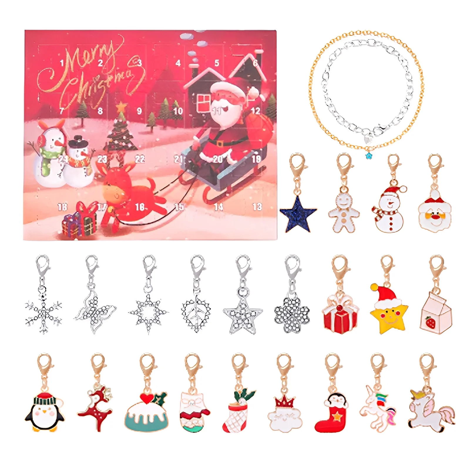 Zegary odliczające do Świąt Bożego Narodzenia 2025, kalendarz z niespodziankami: zawieszka ze stopu do biżuterii, pudełko prezentowe na Adwent, stopery, timer z alarmem.