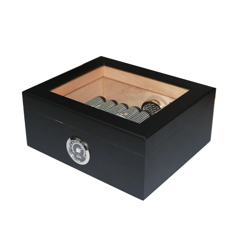 Cigar Humidor Box Wood Lined Portable Smoking Accessories Humidor Humidifier With Hygrometer Case Moisturizing Device