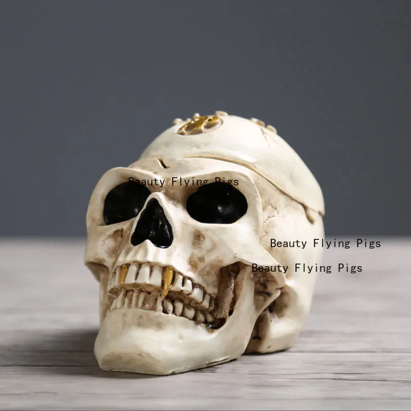 Skull Cigarette Ashtray Creative Halloween Horror Decoration Resin Smoking Ash Tray Home Decor Gifts Decorative Objects Statue