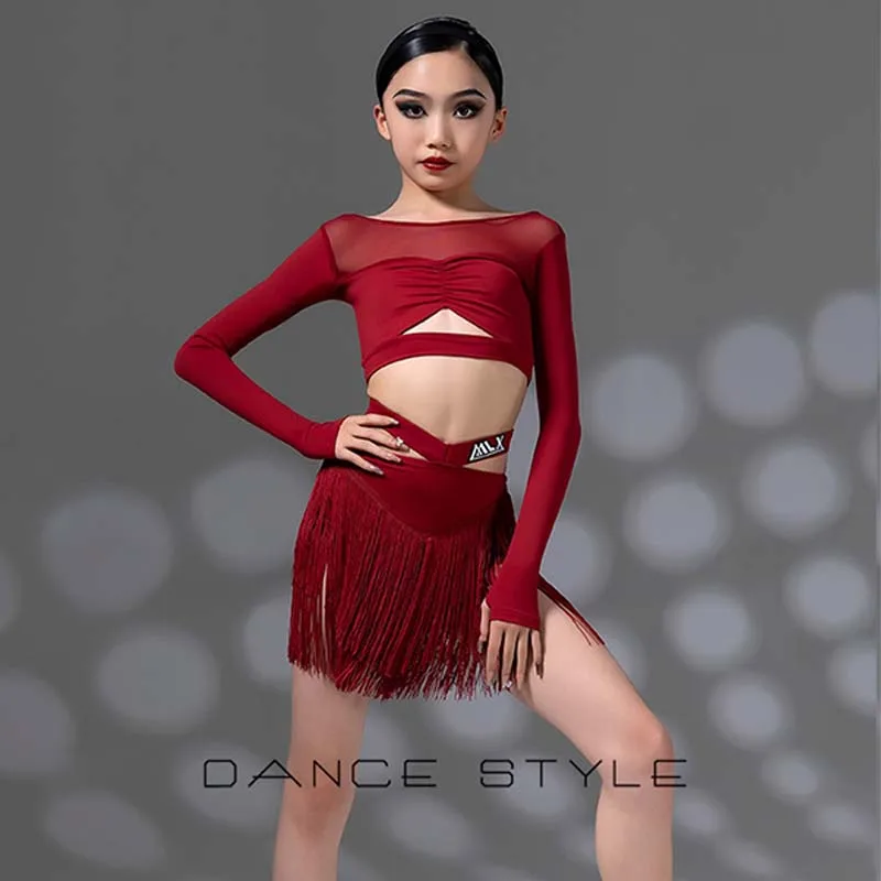 Latin Dance Professional Competition Suit Tango Standard Dress Girls Performance Stage Costume Practice Clothes Skirt New AMY554