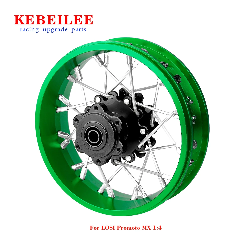 KEBEILEE CNC Aluminum Rear Wheel V2 For LOSI Promoto MX motorcycle  1:4 Green