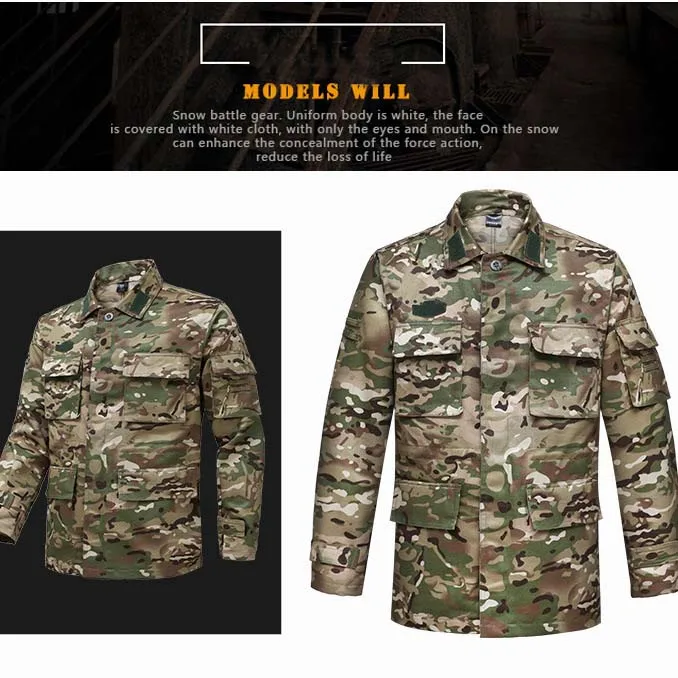 Uniforme de camouflage d'extérieur pour hommes, vestes longues, vêtements d'entraînement, pantalons trempés de safari, vêtements Airsoft, vêtements de chasse à degrés