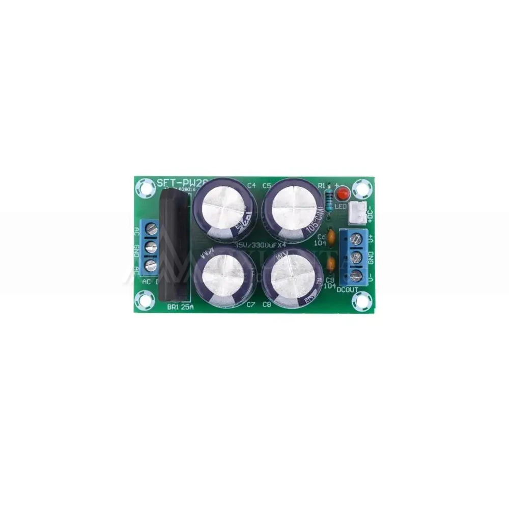 20Pcs PW28 Dual Power Filter Amplifier Board with High-Current 25A Flat Bridge Rectifier for Unregulated Power Supply – DIY Kit