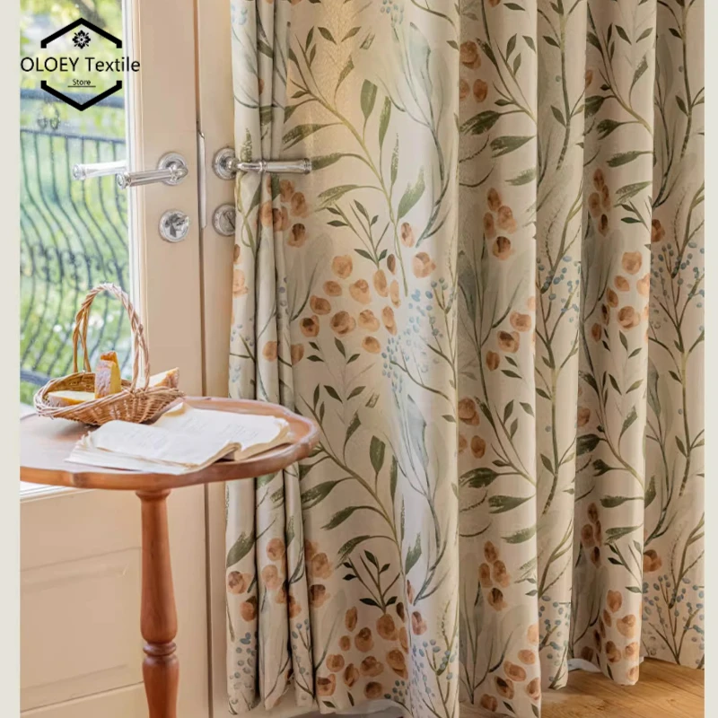 

Elegant Blackout Sheer Curtains for Bedroom Living Room Thermal Insulated Light Blocking Vintage Floral Printed Window Drapes