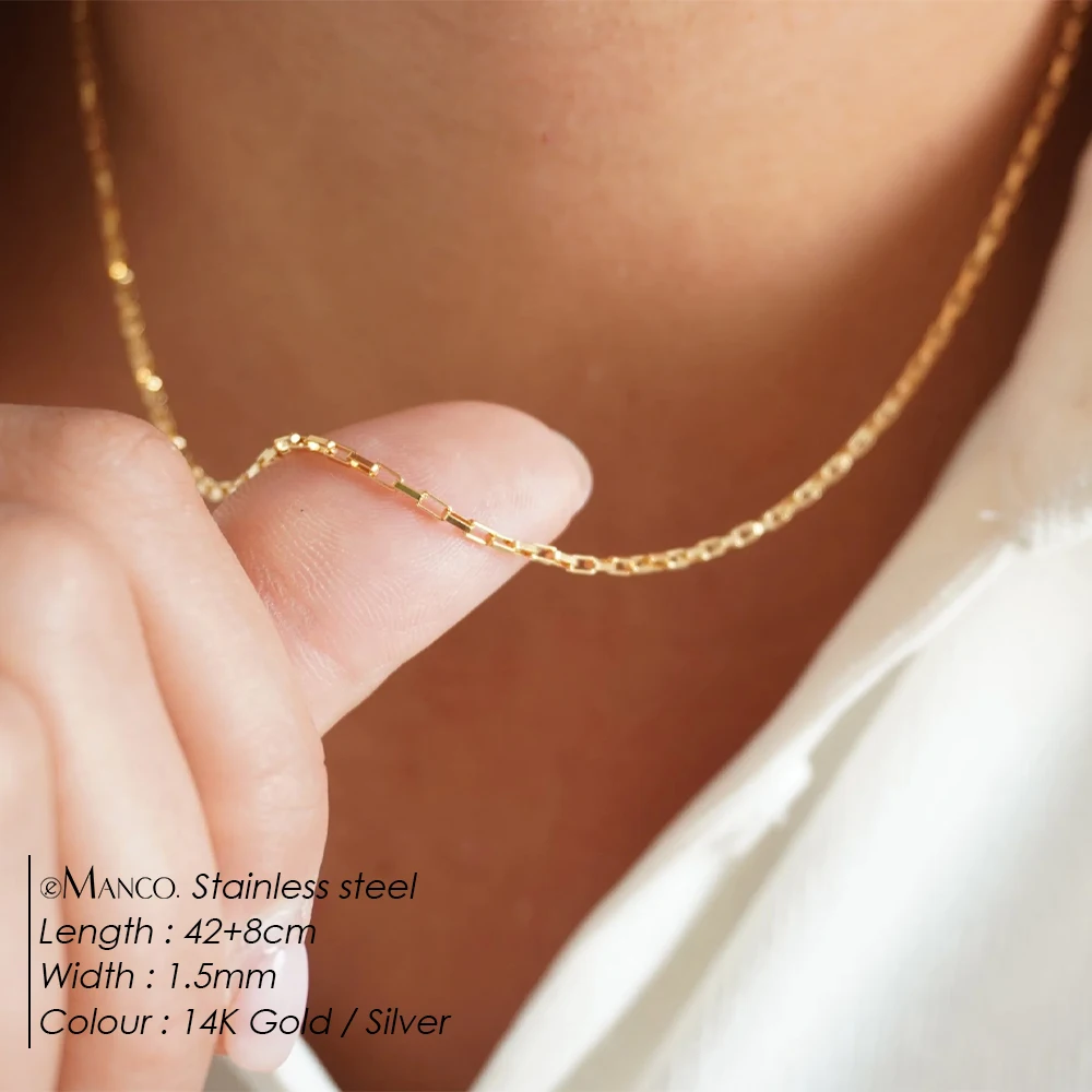 EMANCO Stainless Steel Box Chain Choker Necklace Gold-Plated Choker Necklaces Trendy Romance Women Jewelry Gift