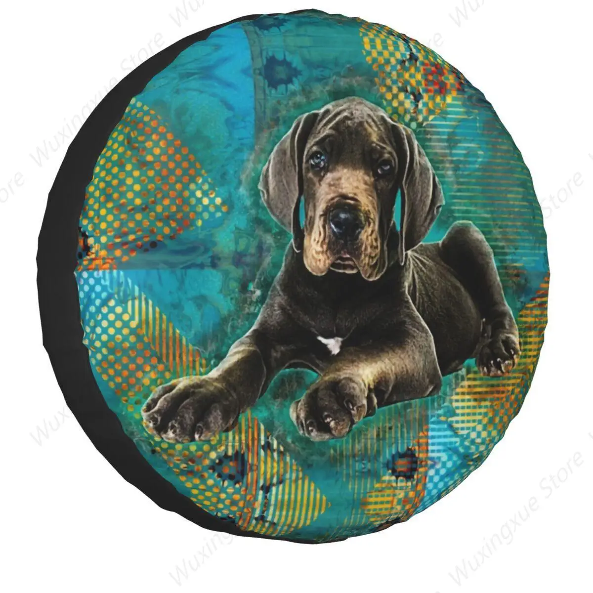 Great Dane Puppy Dog Spare Tire Cover for Jeep Mitsubishi Pajero German Mastiff Deutsche Dogge Dust-Proof Car Wheel Covers