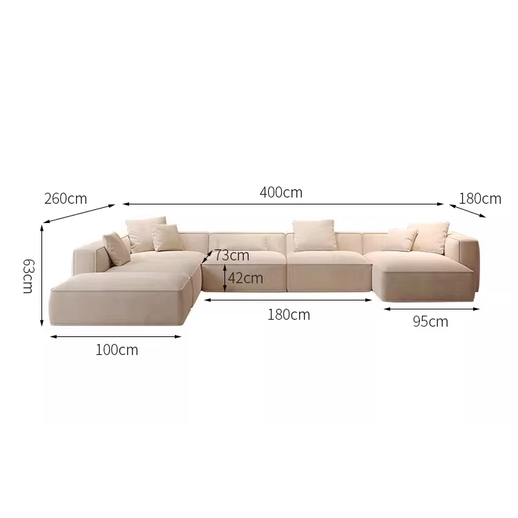 Aksamitna tkanina Canape Salon Nowoczesna sofa w kształcie litery L Sofa narożna Kanapa Modułowa sofa segmentowa