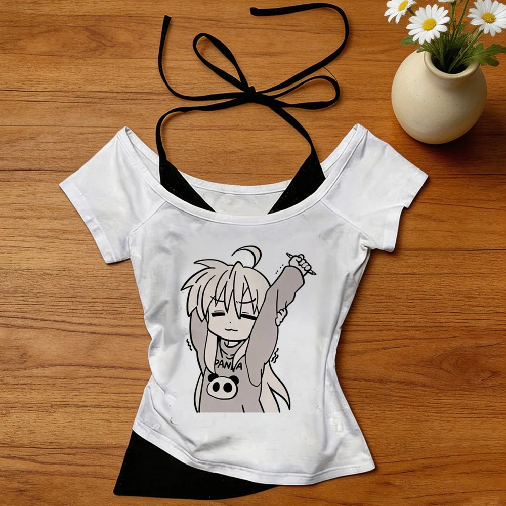 Lucky Star Otaku cropped top female japanese manga japan t-shirt japanese jojifuku manga cutecore meme