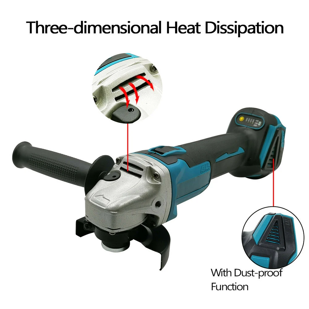 Amoladora de ángulo eléctrica sin escobillas, herramienta de bricolaje, máquina de corte, pulidora, 18V, 800W, 100mm