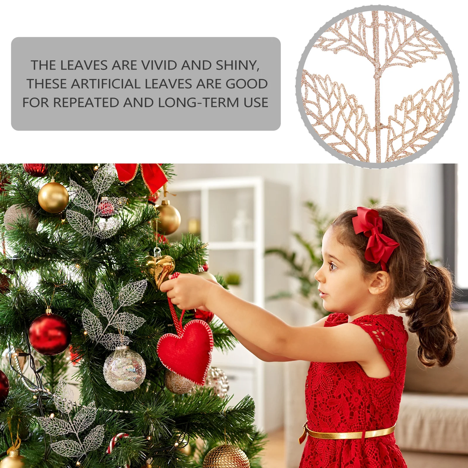 

10Pcs Christmas Simulation Leaves Artificial Decor Party Prop Xmas Tree Wreath Adornment Living Room Decoration