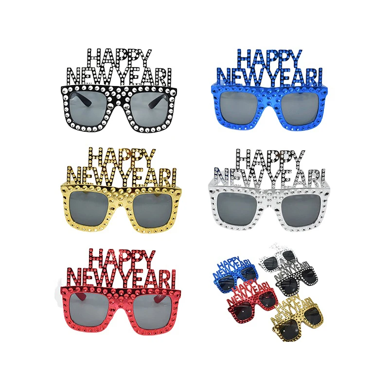 2025 Number Eyeglasses Happy New Year Glasses Diamond Glitter Eyeglasses Cosplay Prop Xmas Party Decoration Funny Glasses