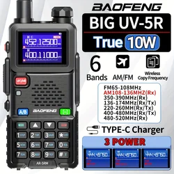 Baofeng UV-5RH長距離トランシーバー、ワイヤレスコピー周波数、エアバンドハム、双方向ラジオ、タイプc充電器、高出力アップグレード