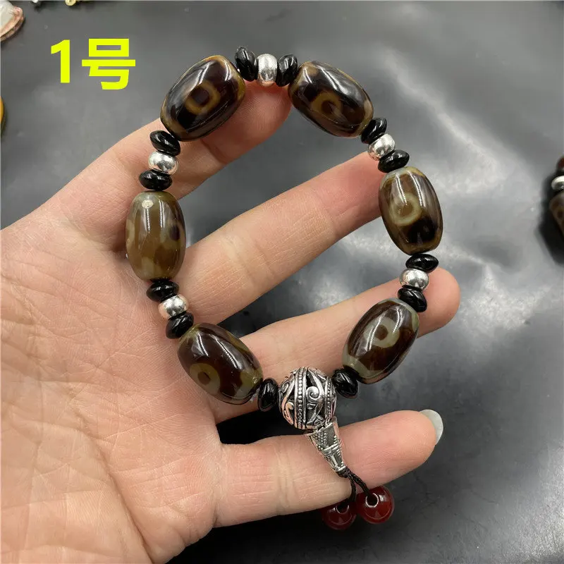 Tibetan Retro Three-Eye Dzi Bracelet Men's and Women's Old Agate