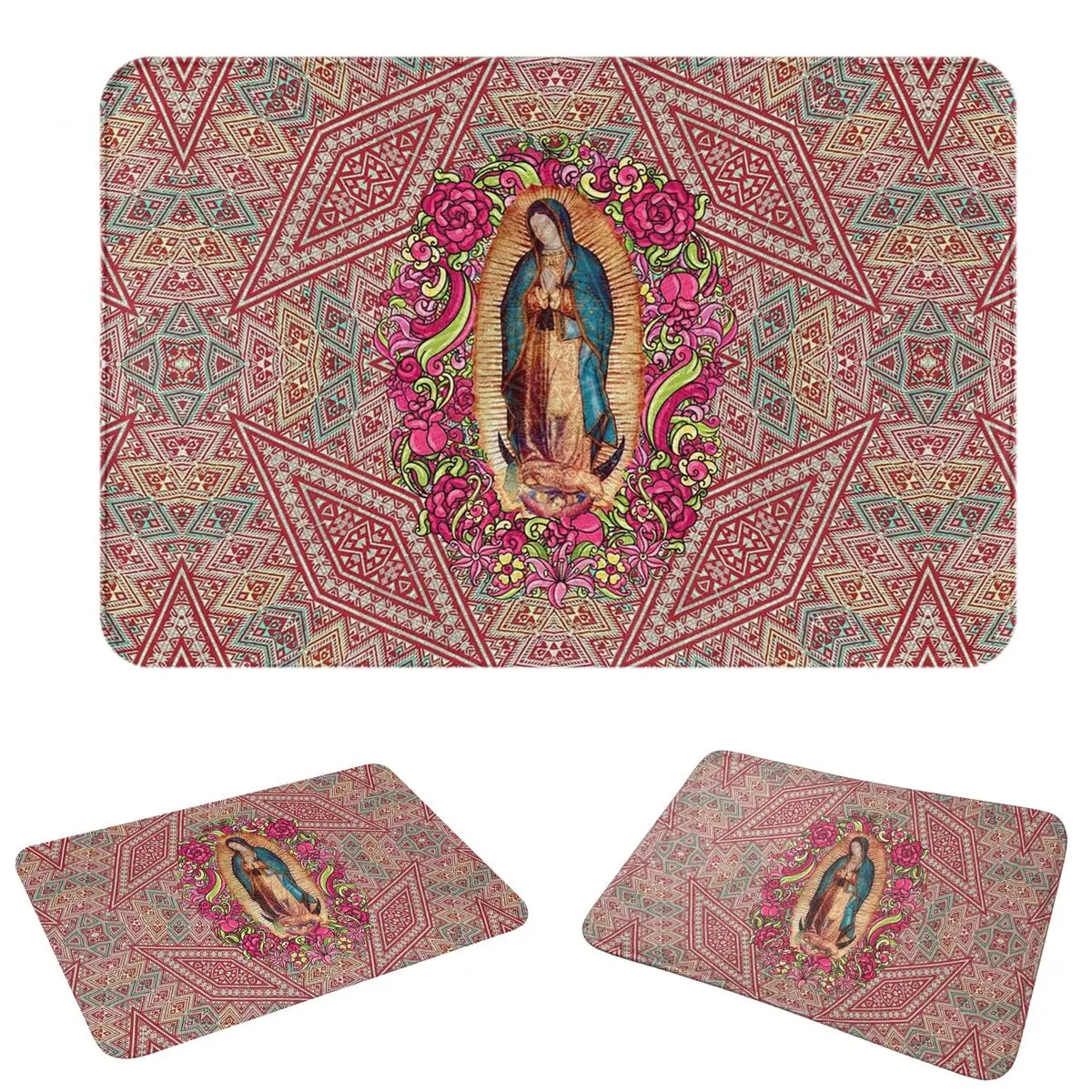 Our Lady Of Guadalupe Virgin Mary Mexican Virgin Mary Doormat Washable Carpet Rug Kitchen Entrance Home Floor Mat for Bedroom