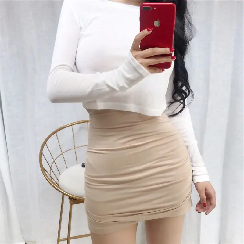 High Waist Pleated Bodycon  Skirt 2024 Spring Summer New Style Versatile Slimming Short Skirt for Women Cotton Material