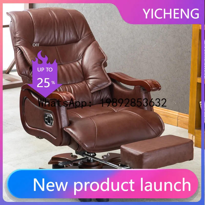 Hys genuine leather executive chair - reclining office chair for comfortable extended seating