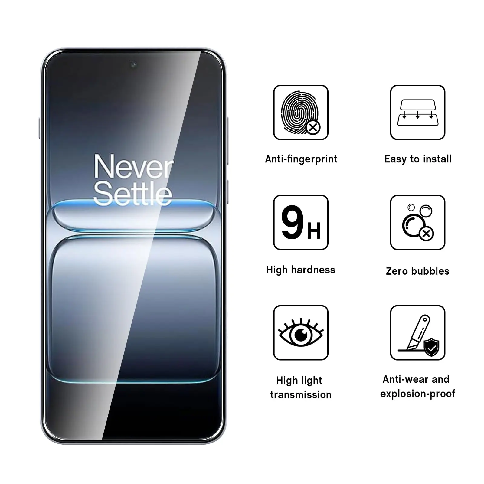 Displayschutzfolie für Oneplus Nord 5, gehärtetes Glas, HD 9H, transparent, klar, kratzfest – Detail 3