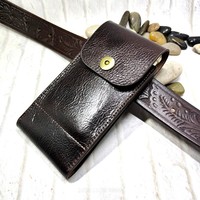 Mobile Phone Waist Bag Holster Genuine Leather Phone Sheath  Universal Belt Pouch Pack Men's 2102DK