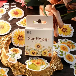 Card Lover46 Pcs [Sunflower Series] Aesthetics Journal Stickers Box Stickers Sticker Paper Scrapbooking Material Scrapbook Kit