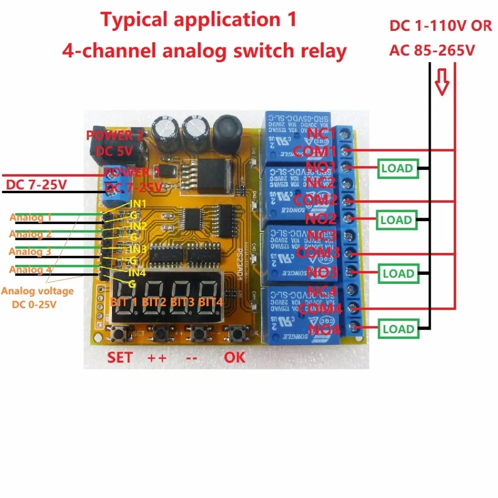 4CH Battery Charge Discharge Controller Voltage Protection Relay for 5V 12V 24V Lithium Lead Acid Compatible with 12V 24V
