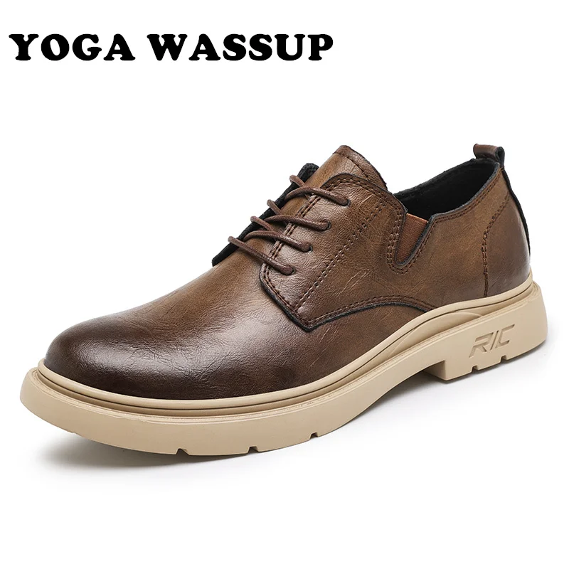 

YOGA WASSUP- Men's leather casual shoes, comfy flat trainers, casual, branded, stylish, for lazy driving, oxfords