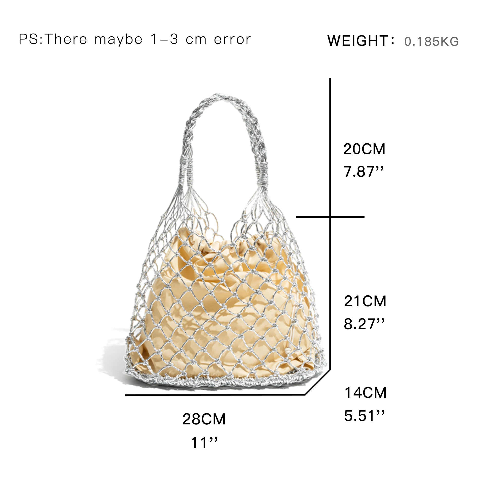 KOKOPEAS Fishing Net Beach Bag for Woman Handwoven Mesh Hollow Tote Handbag for Summer Fashion Vacation Bucket Cell Phone Purse