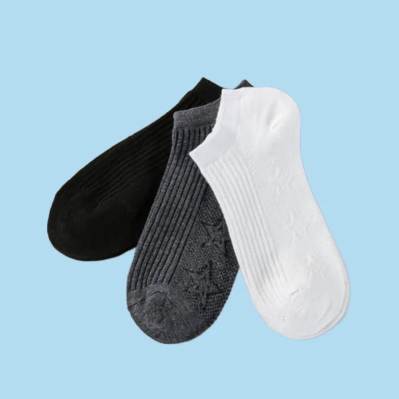 

5/10 Pairs Men's Four Seasons Boat Socks Sweat-Absorbent Shallow Mouth Ankle Socks Striped Simple Breathable Casual Socks