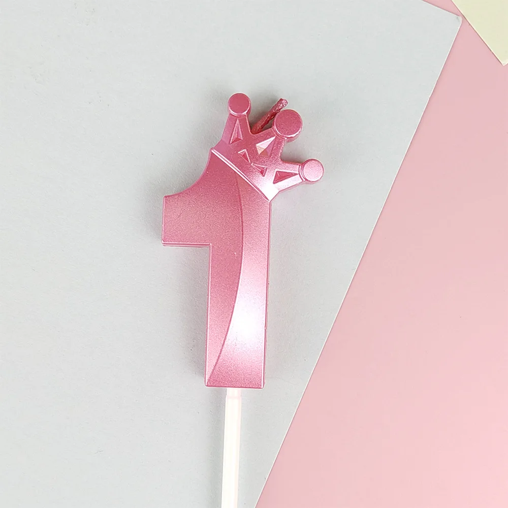 Pink Macaron Candy Color 0-9 Birthday Party Cake Decoration Baking Plug-in Creative Age Digital Candle