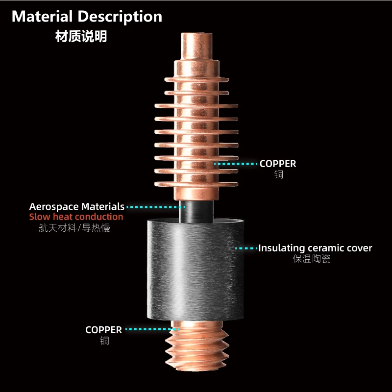 Dragon Zone V2 Heat Break For Dragon Hotend Printing Carbon Fiber 3D Printer Parts