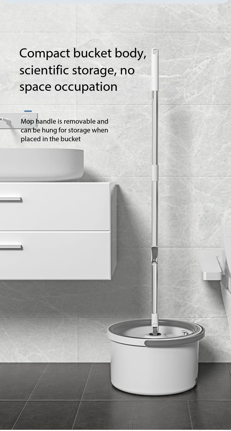 Mops Floor Cleaning Water Separation 360 Spin Mop with Round Bucket Microfiber No Hand-Washing Automatic Dewatering Squeeze