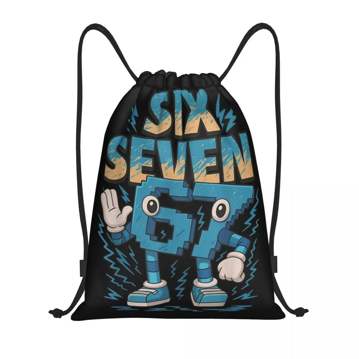 Crianças meme 67 seis sete 6 7 italiano brainrot cordão mochila esportes ginásio saco de corda para ciclismo