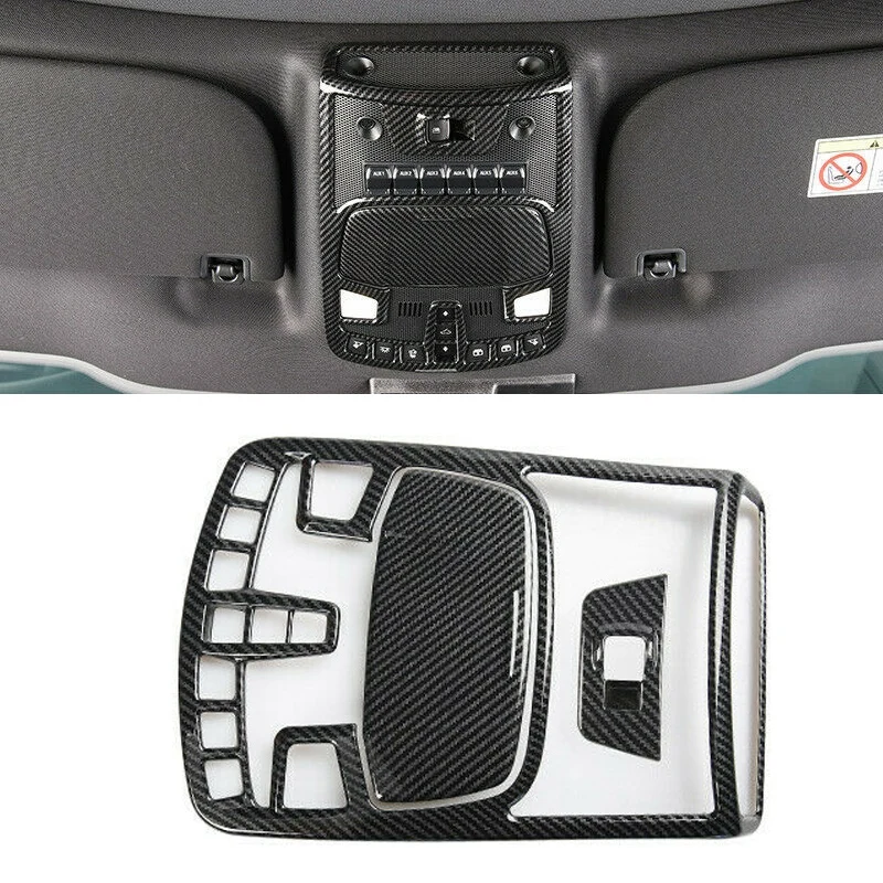 

For Ford F150 F-150 Raptor 2015-2020 Car Carbon Fiber Grain Front Reading Light Lamp Frame Cover Trim Accessories