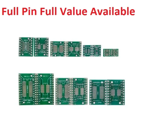 5PCS Adapter PCB Circuit Board Kit SMD QFP LQFP QFN FQFP Turn To DIP SOP MSOP SSOP TSSOP SOT23 8 10 14 16 20 24 28 SMT To DIP