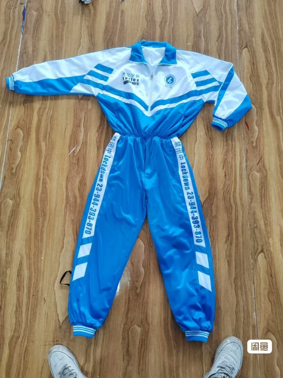 

Gold Velvet Slide Material Jumpsuit A005 Light Blue Original Print Performance Suit Polyester Fabric Ladies Set