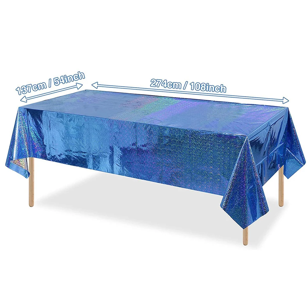 1–10 Stück schillernde, glänzende Einweg-Laser-Rechteck-Tischdecken, Kunststoff-Tischdecken, Geburtstagsparty-Dekoration, Weihnachten, 108 x 54 Zoll – Detail 6