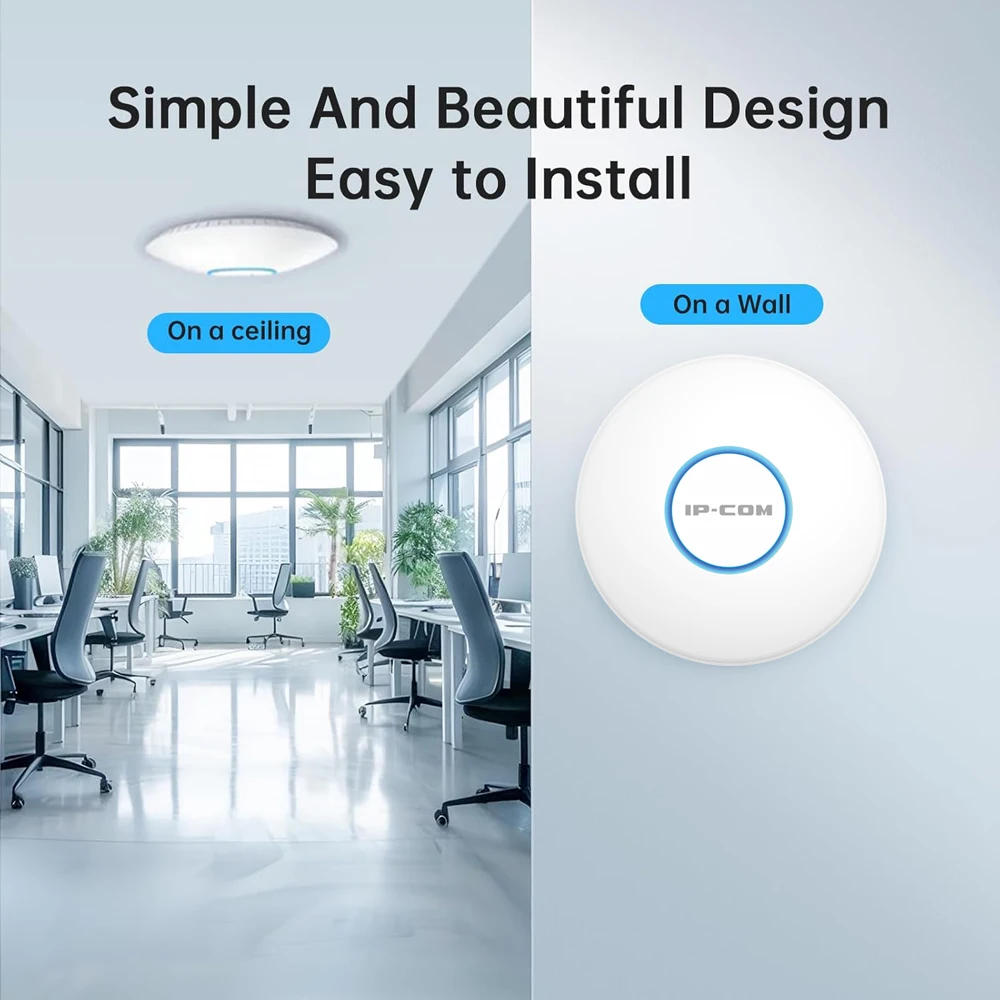 IP-COM W82AP Ultra-Slim Wireless Access Point WiFi 6 AX3000 Mesh Seamless Roaming PoE Powered Wifi Signal Booster Ceiling AP