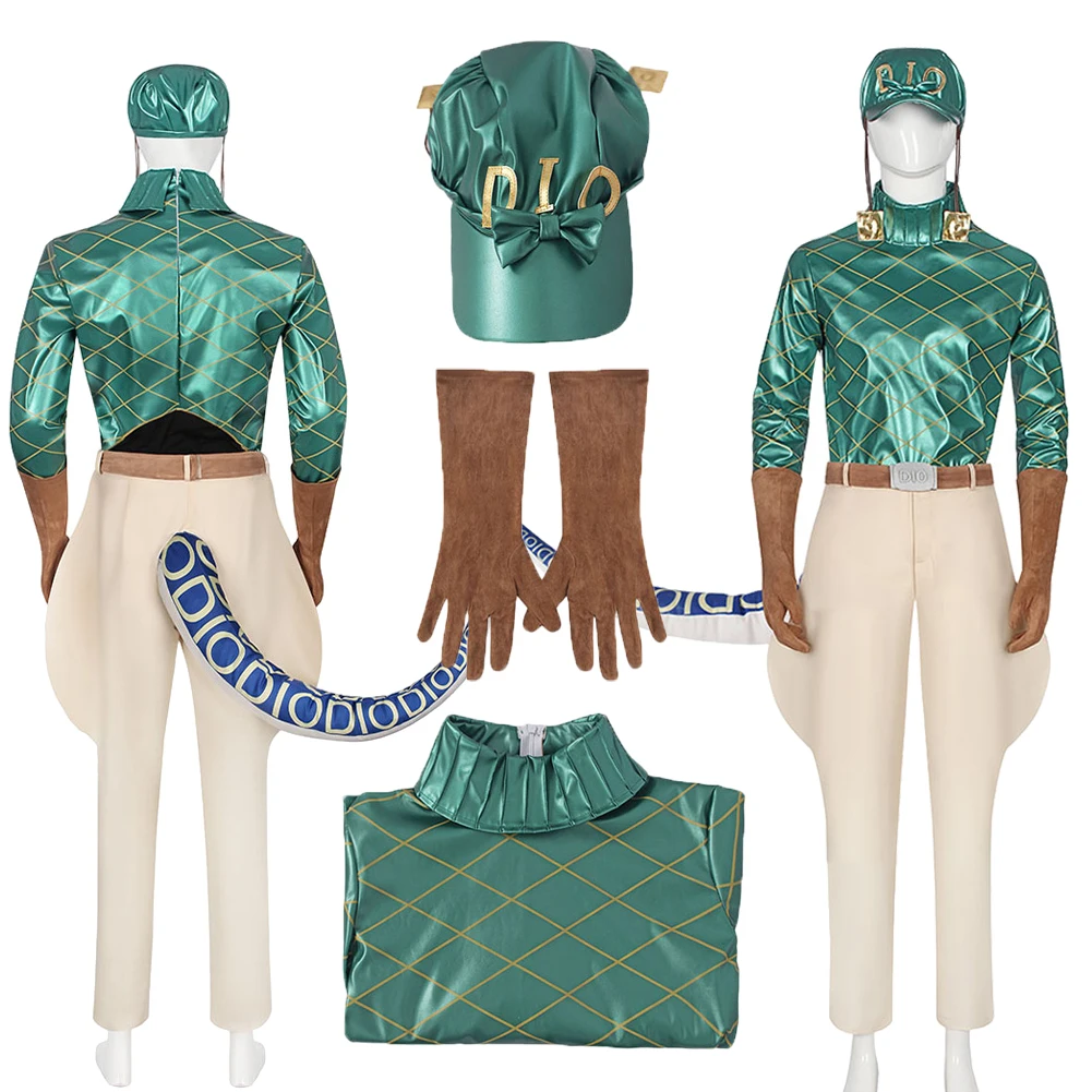

Костюм Дидго Брандо для косплея из JoJo's Bizarre Adventure, зеленая одежда, шляпа, наряд для Хэллоуина, ролевых игр, карнавала